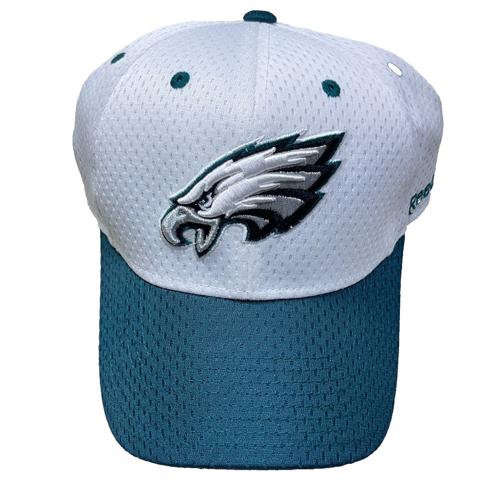 Philadelphia Eagles Hat Cap Strap Back White Green Adjustable VTG Y2K Reebok Men